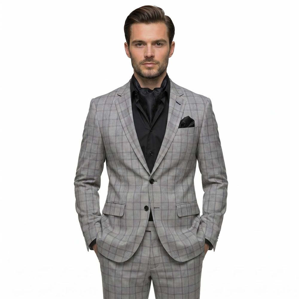 Andre Emilio Grey Checked Blazer