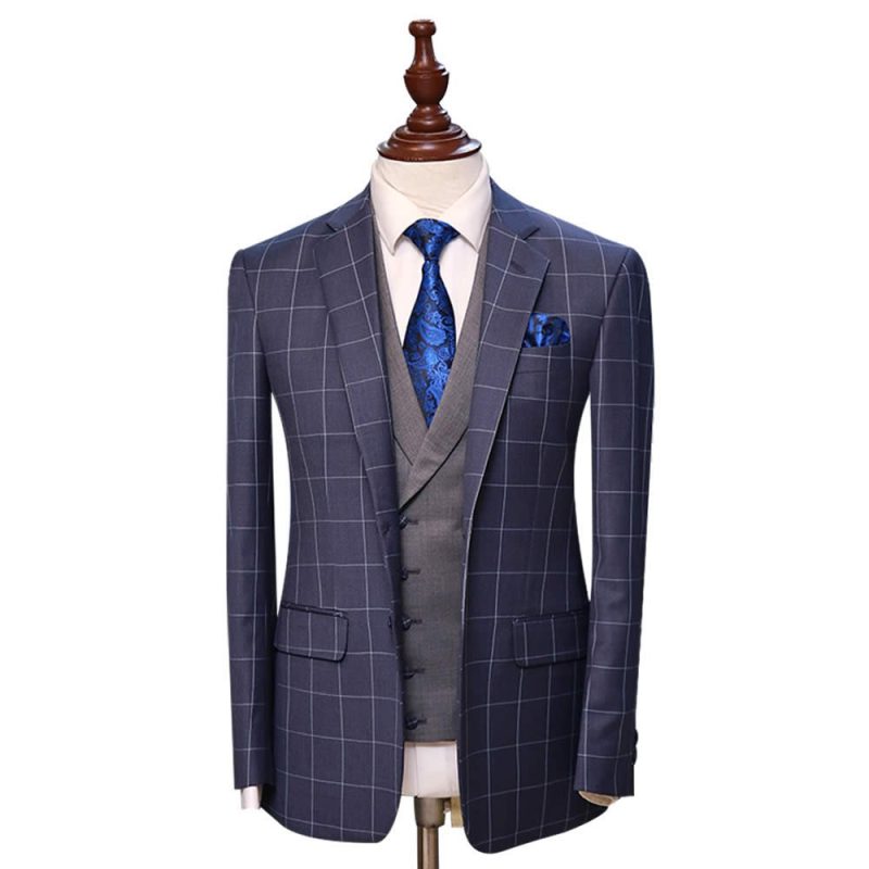 Blue Windowpane Check Suit
