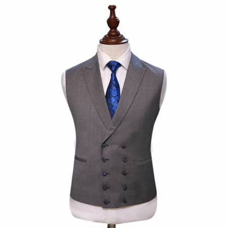 Blue Windowpane Check Suit Waistcoat