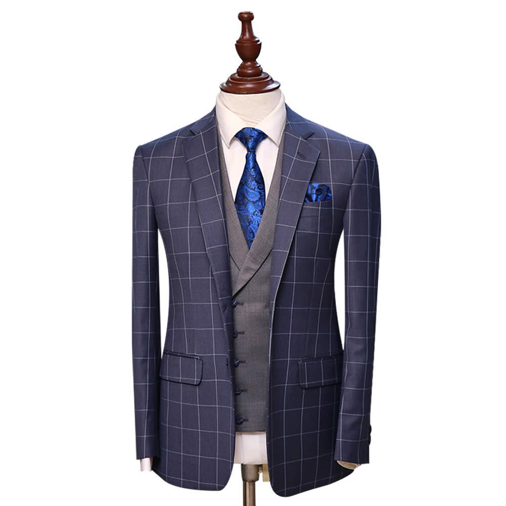 Hugo Boss Men's Modern-Fit Dark Blue Check Suit - Macy's