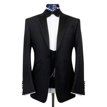 Navy slim fit tuxedo suit jacket | River Island