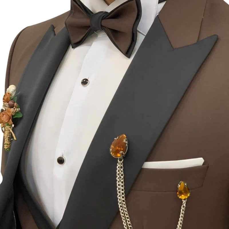 Dark Brown Tuxedo Close Front