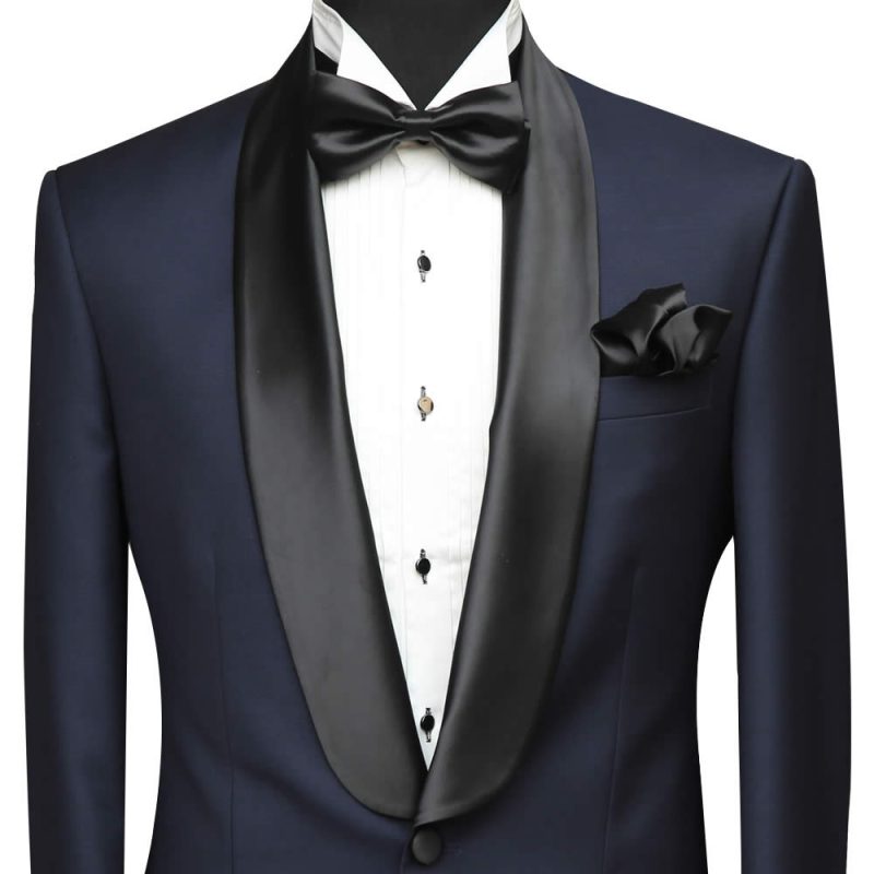 Blue Tuxedo Jacket Close Front