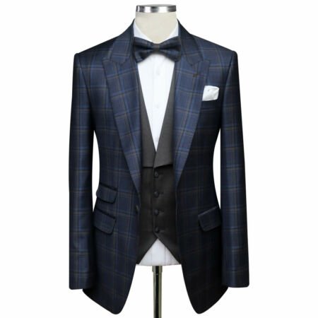 Mens Blue Checked Suit