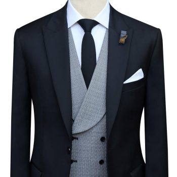 Black Suit With Grey Vest Close View