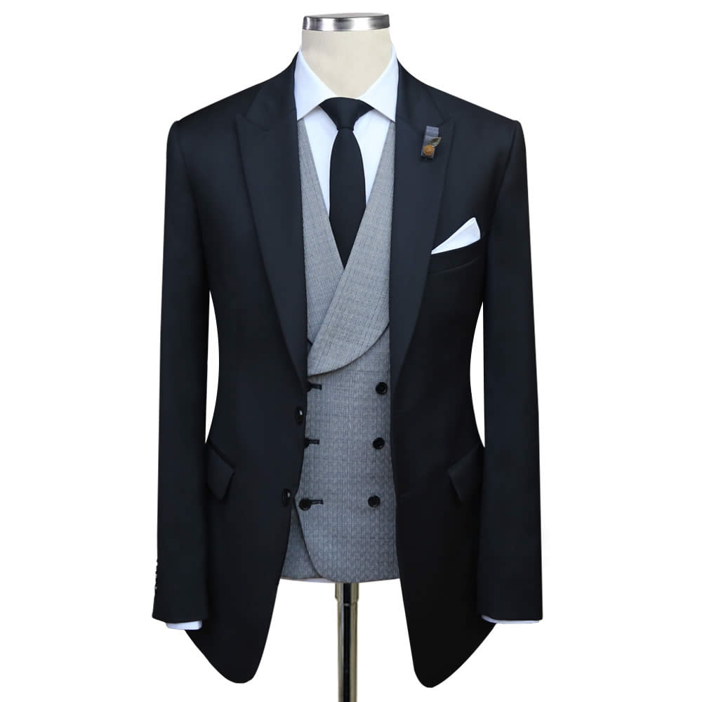 Black Suit With Grey Vest