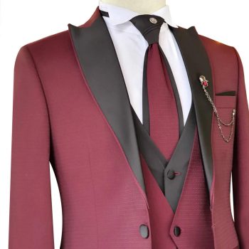 Maroon And Black Tuxedo Close View