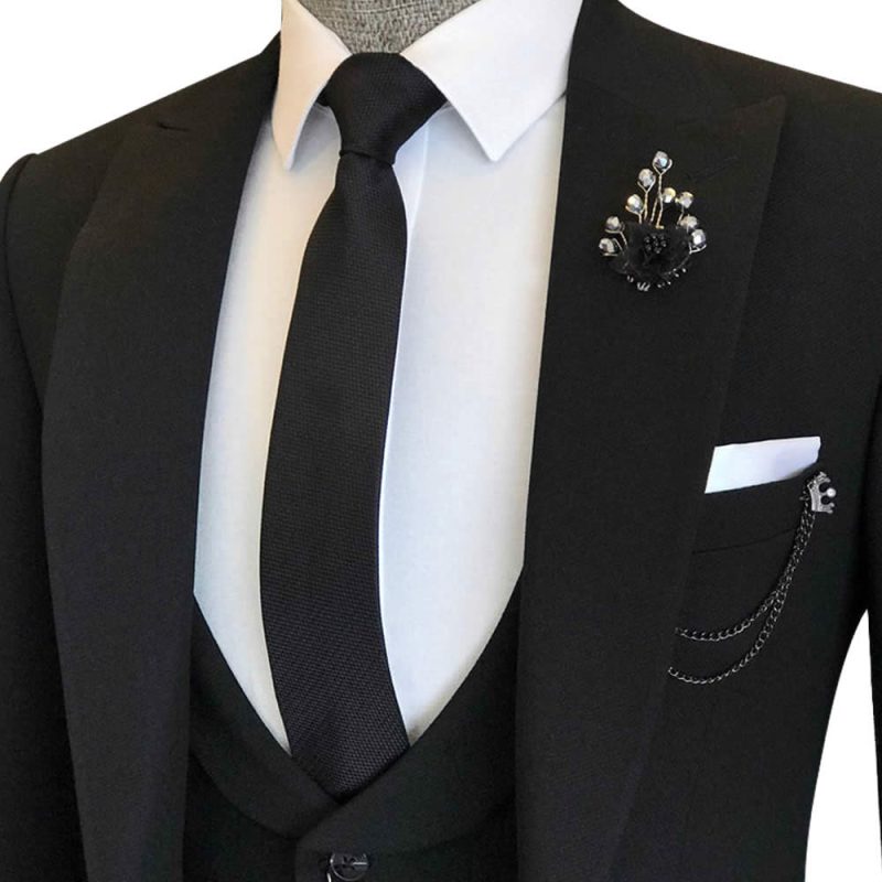 Custom Black Suit Close View