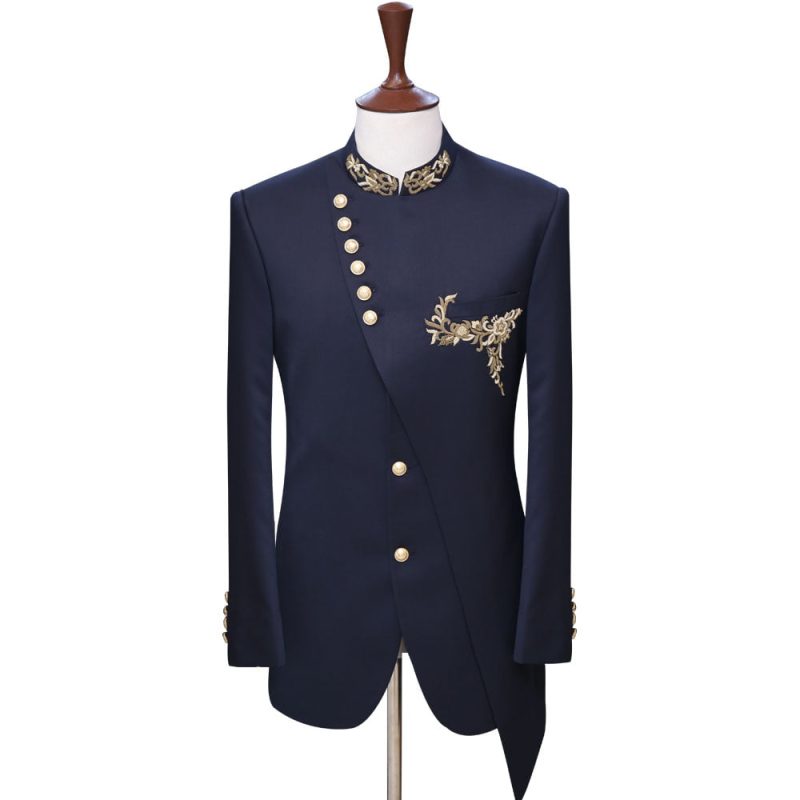 Dark Blue Embroidered Luxury Suit