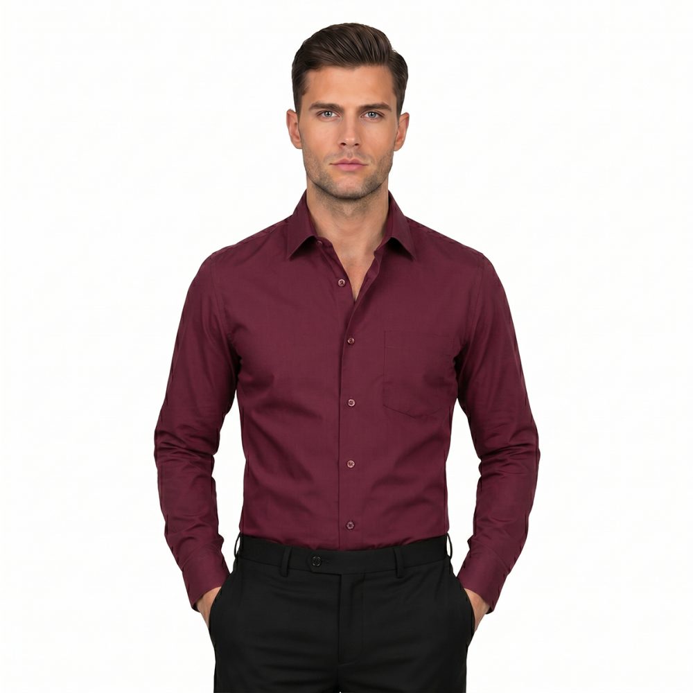 Andre Emilio Burgundy Dress Shirt For Men
