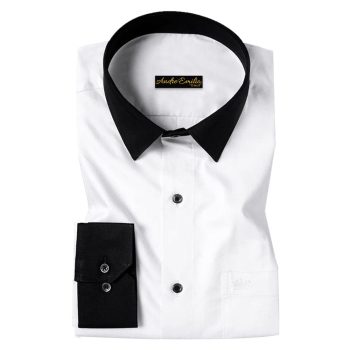 White Shirt With Black Collar