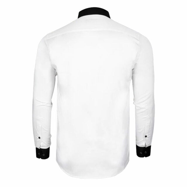Buy White Shirt With Black Collar | Free Shipping Worldwide