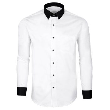 White Shirt With Black Collar Front