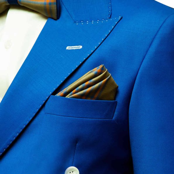 Royal Blue Double Breasted Suit Lapel