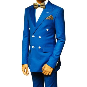 Royal Blue Double Breasted Suit Jacket