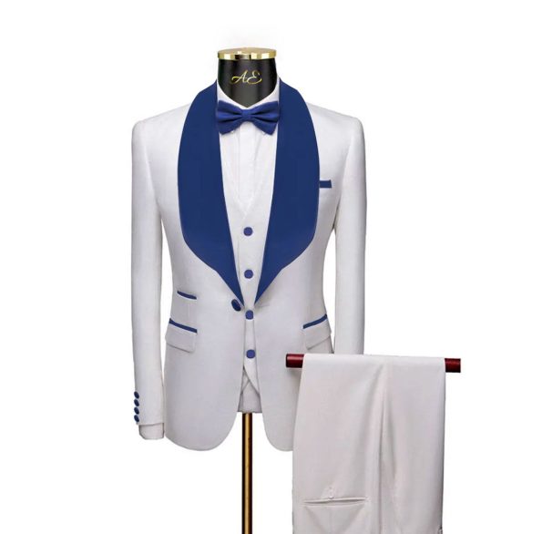 White And Blue Tuxedo With White Pant