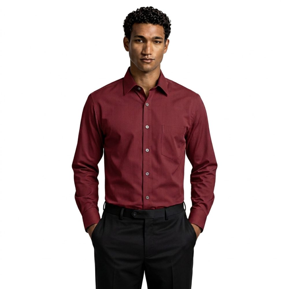 Bespoke Men Maroon Dress Shirt