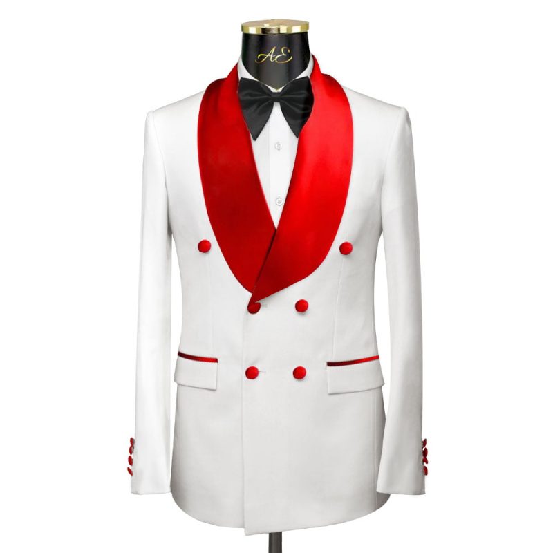 White Red Double Breasted Tuxedo