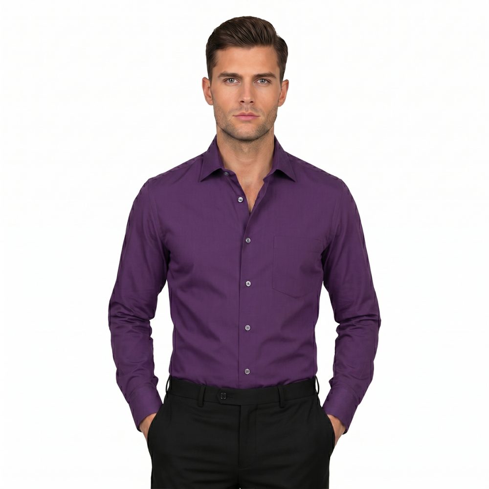Andre Emilio Dark Purple Dress Shirt For Men