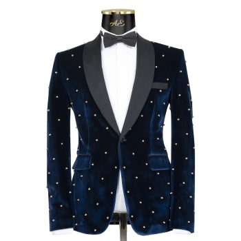 Midnight Blue Velvet Tuxedo Jacket