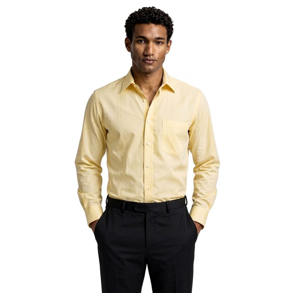 Custom Men Light Yellow Dress Shirt