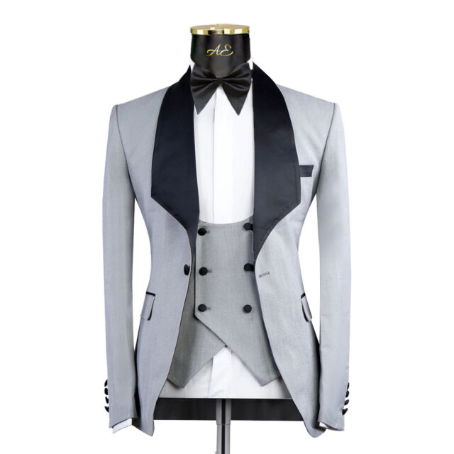 Grey Tuxedo With Black Trim Jacket and Pants Only - Gray Tuxedo main image 0