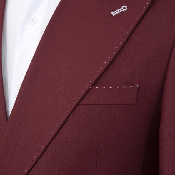 Pick Stitch Burgundy Double Breasted Suit