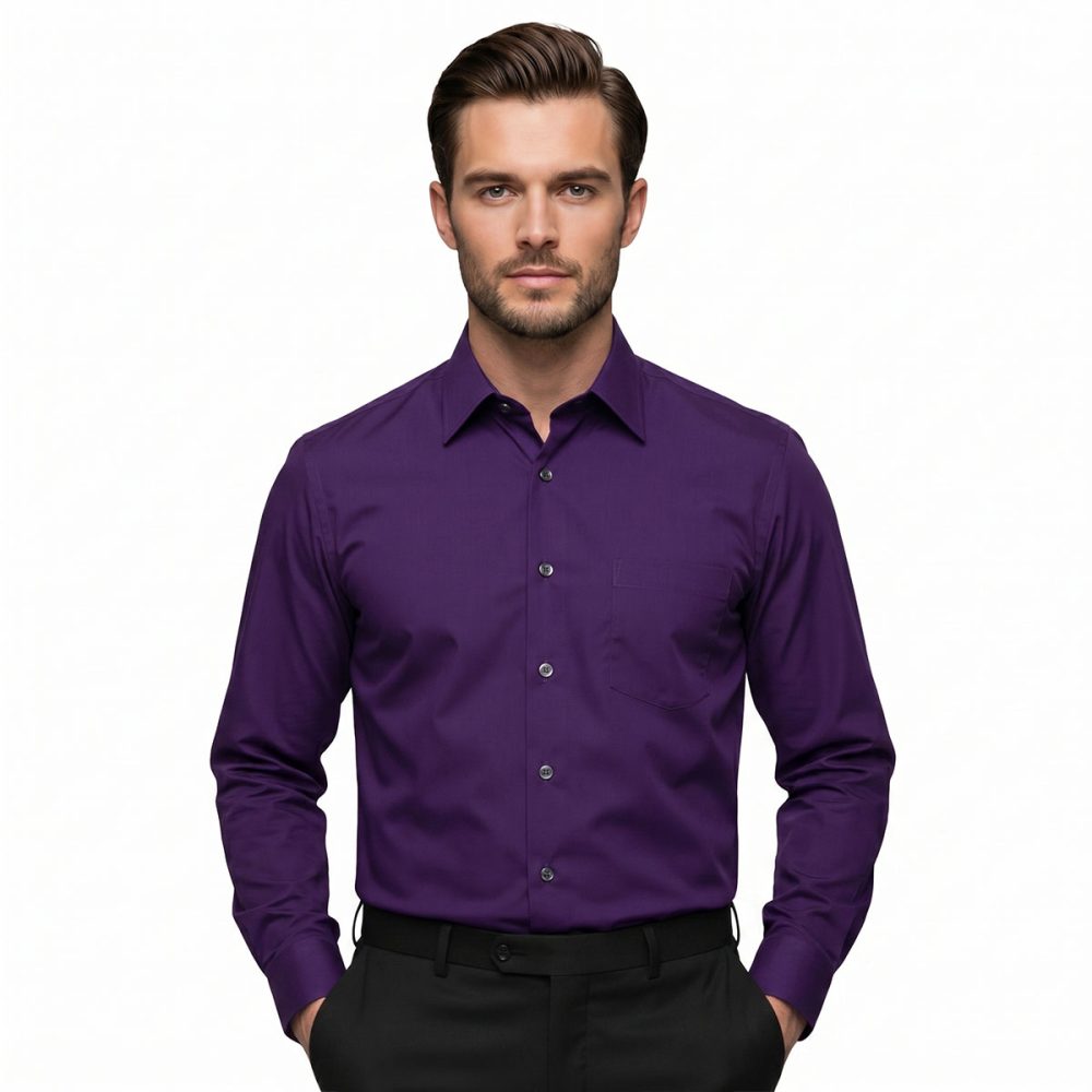 Andre Emilio Deep Purple Dress Shirt For Men