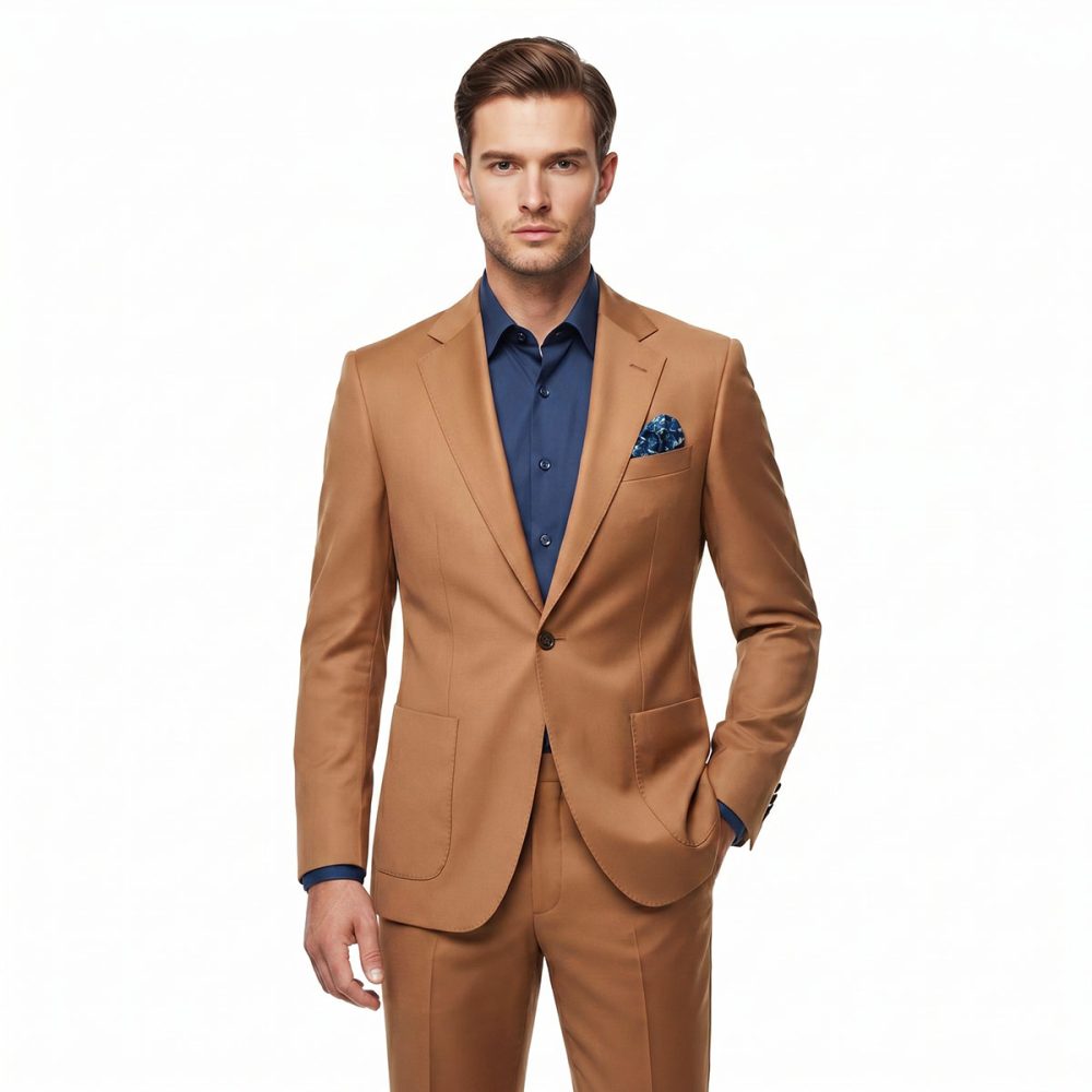 Pick Stitch Rust Brown Blazer For Men