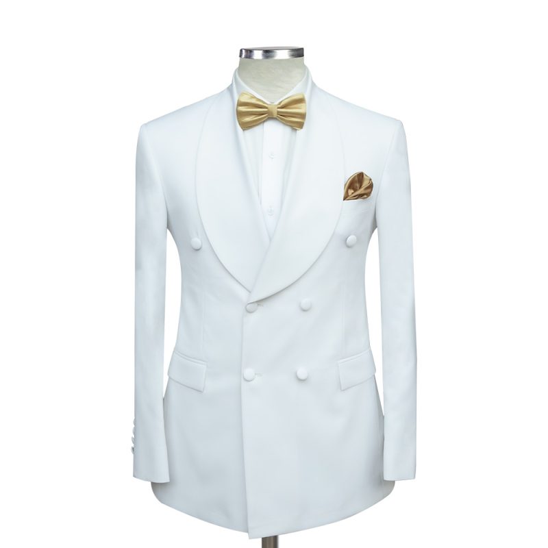 White Double Breasted Tuxedo For Men