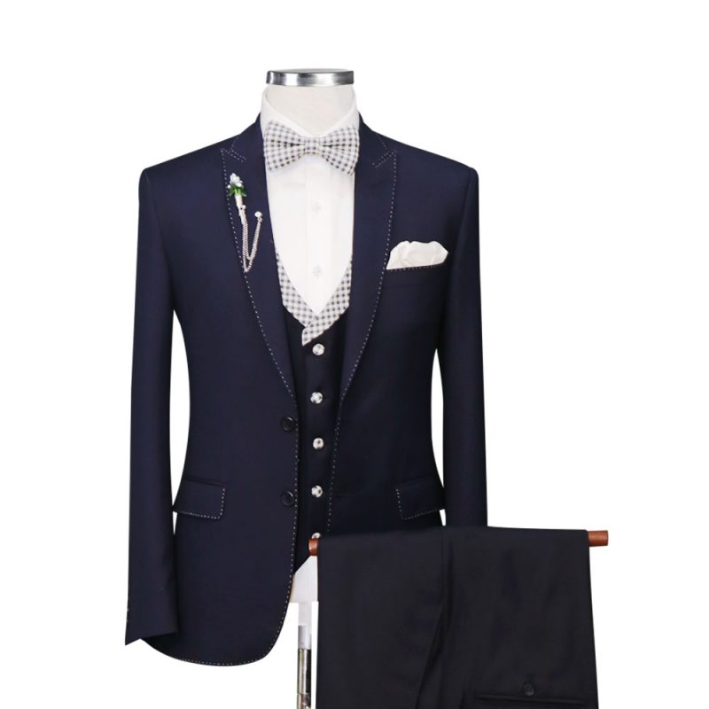 Bespoke Dark Navy Blue Suit With Vest