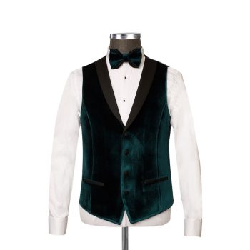 Men's Dark Green Velvet Tuxedo Waistcoat