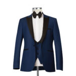 Men’s Navy Blue Tuxedo With Black Lapel