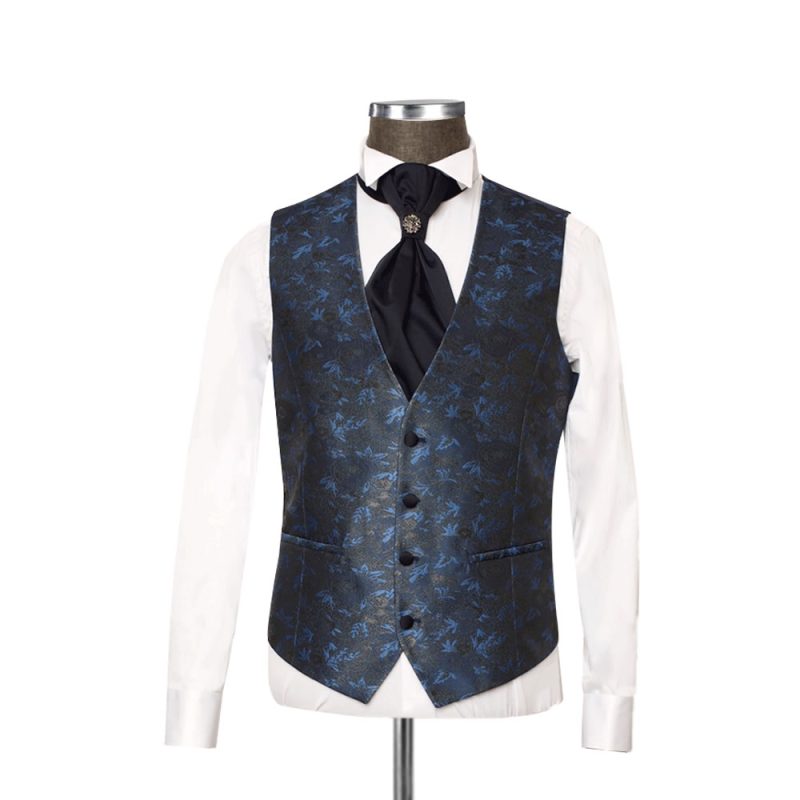 Dark Navy Tuxedo With Floral Waistcoat