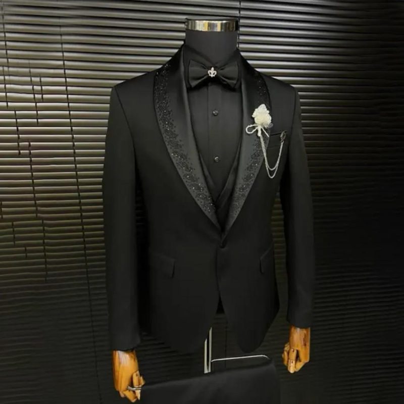 Buy Black Piece Suit with Shawl Lapel Andre Emilio
