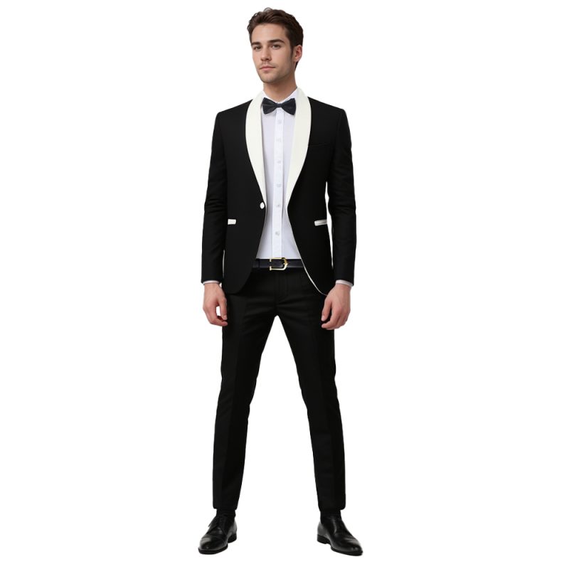 Black Tux With White Lapel For Men