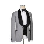 Grey Tux With Black Velvet Waistcoat