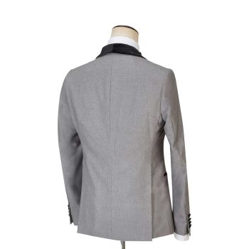 Grey Tux With Black Velvet Waistcoat Back Side