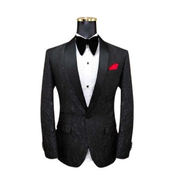 Textured Black Single-Breasted Tuxedo