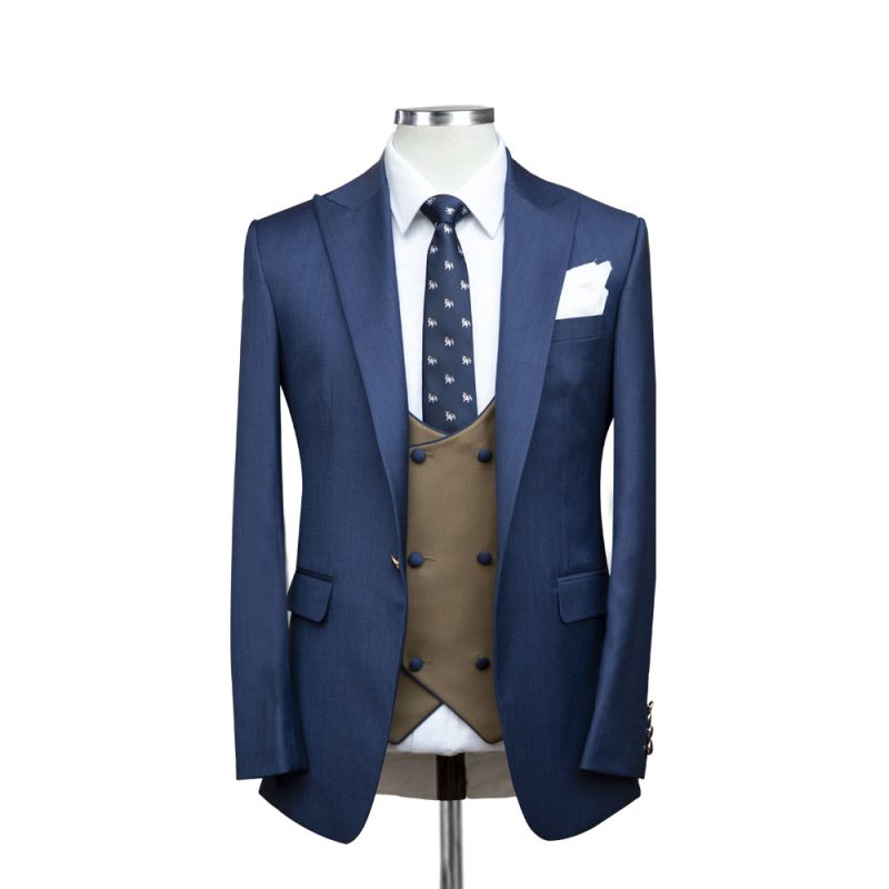 Blue Suit With Brown Vest
