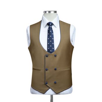 Brown Vest With Blue Buttons
