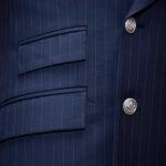 Blue Double Breasted Suit With Striped