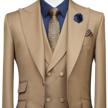 Camel Brown Suit With Peak Lapel
