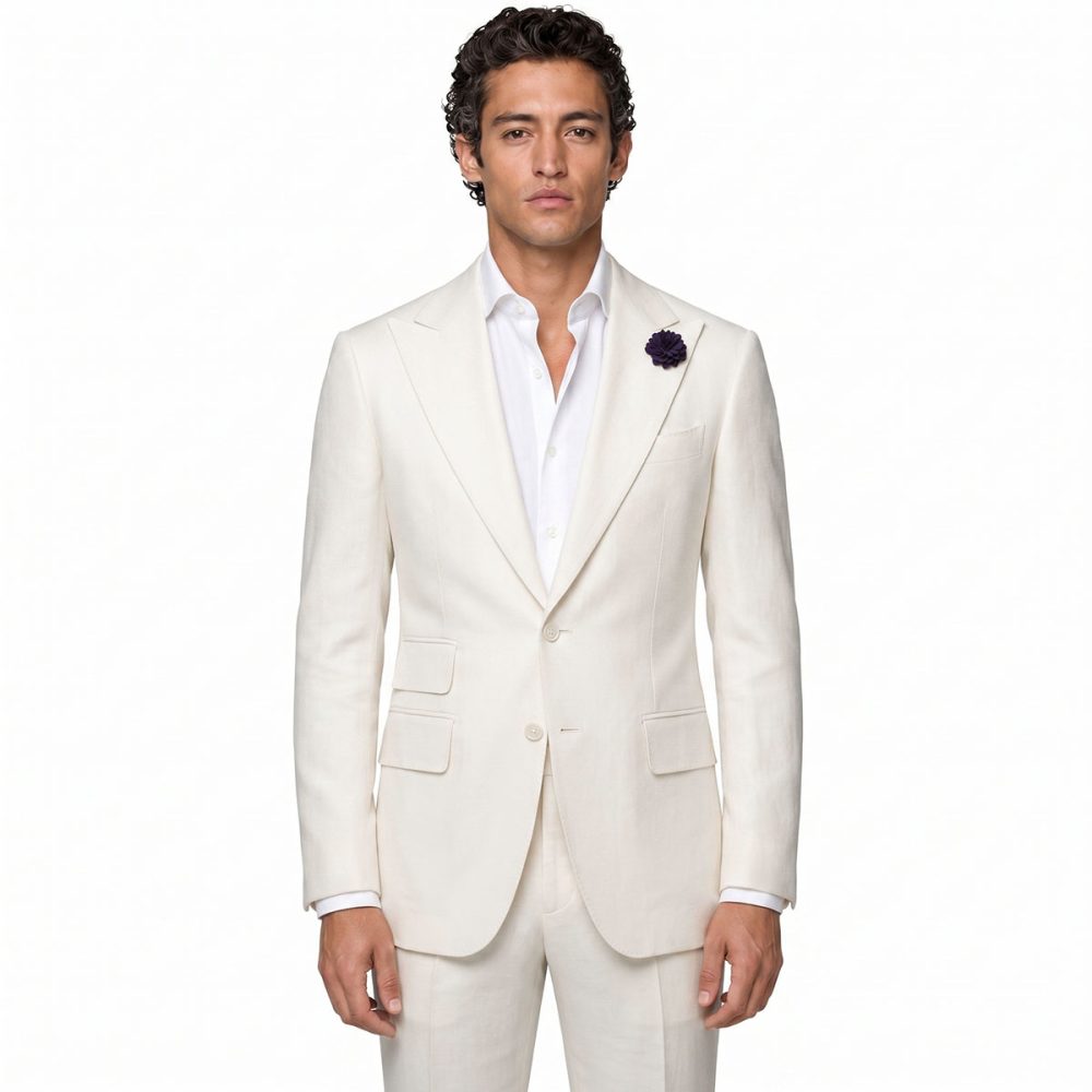 Andre Emilio Ivory White Tuxedo Jacket For Men