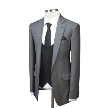 Custom Grey Suit With Black Vest