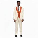Ivory And Orange Tuxedo For Men