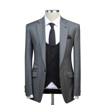 Grey Suit With Black Vest