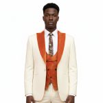 Ivory And Orange Tuxedo For Men