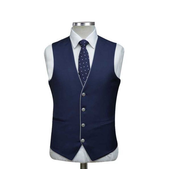 Blue Vest With Grey Pipping