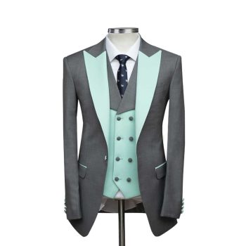 Grey And Green Tuxedo Suit